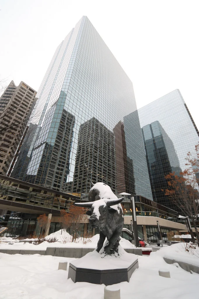 Downtown Calgary on a very snowy day