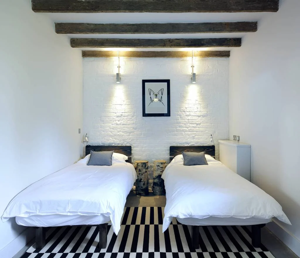 small guest rooms industrial ceiling design