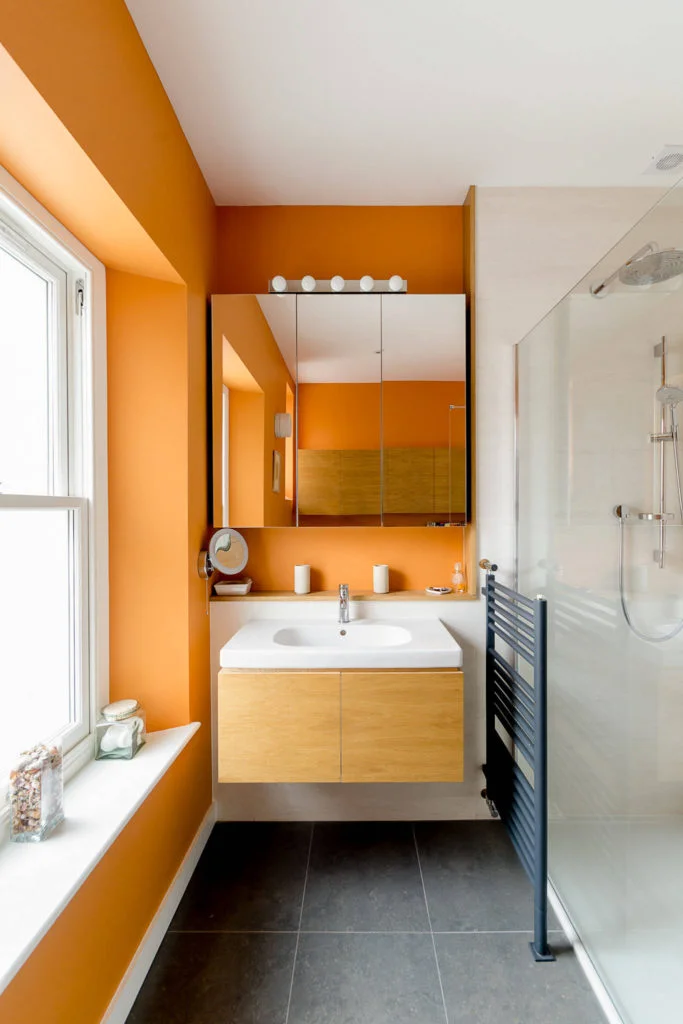 small space bright coloured bathrooms