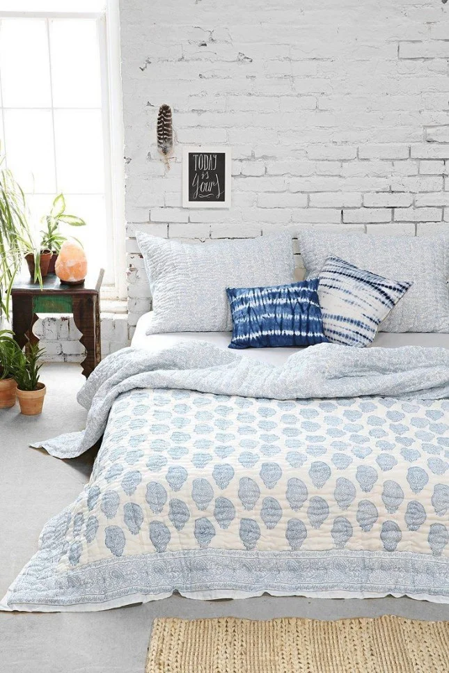 Boho Bedroom White Brick Wall