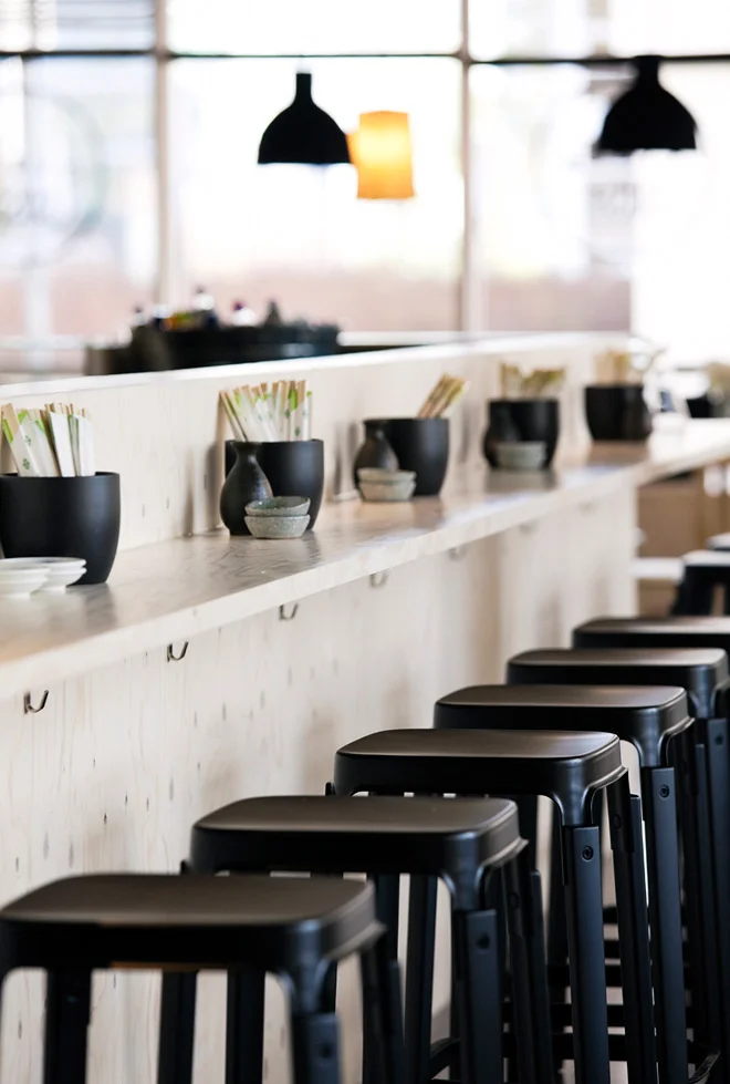 Wooden Furniture With Black Interior Design Tiger Sushi Restaurant