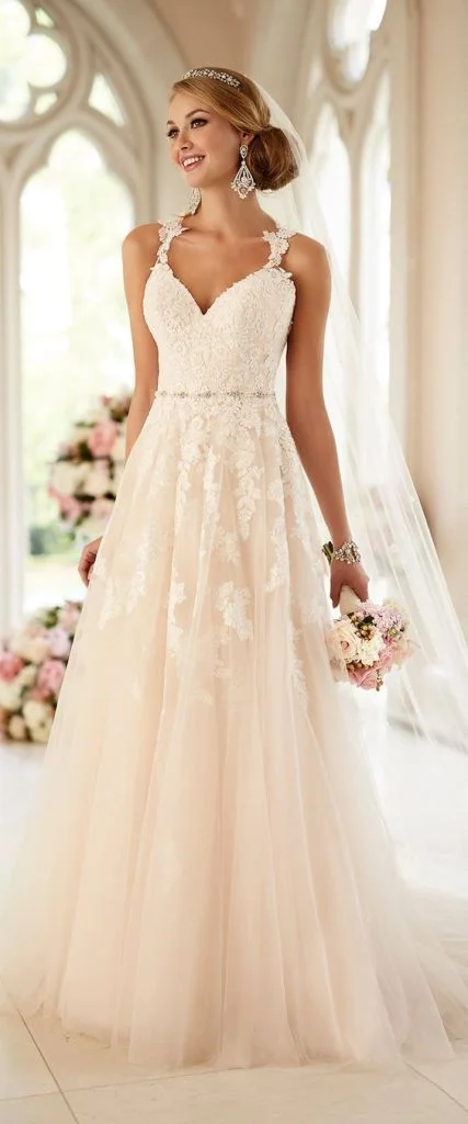 Stella York lace wedding dress with straps