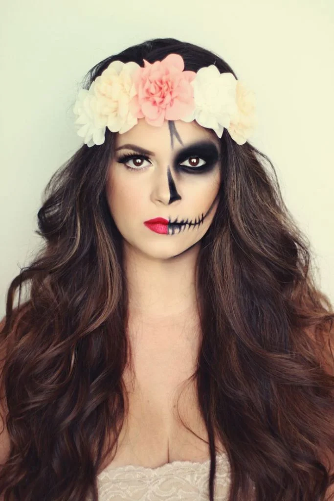 Half-Face Skeleton Makeup