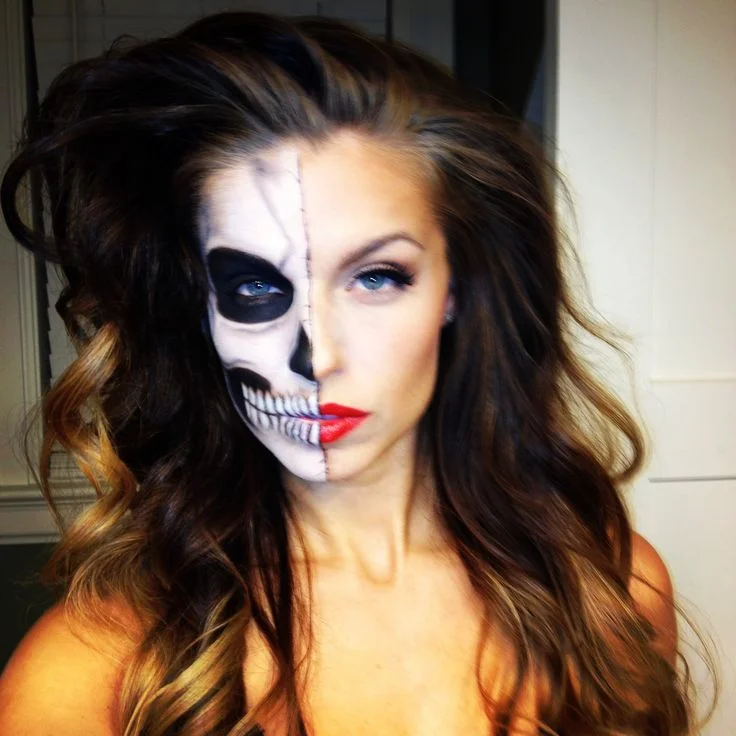 Half skeleton make up