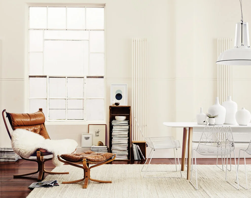 Contemporary Living with Dining Room Wall Stowe White Color