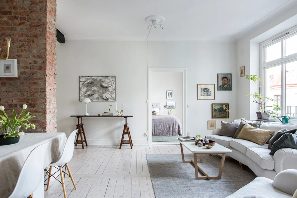 Living Room Bright Interior Design Wood Floor Rug