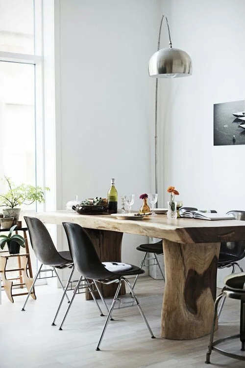 Natural wood dining table