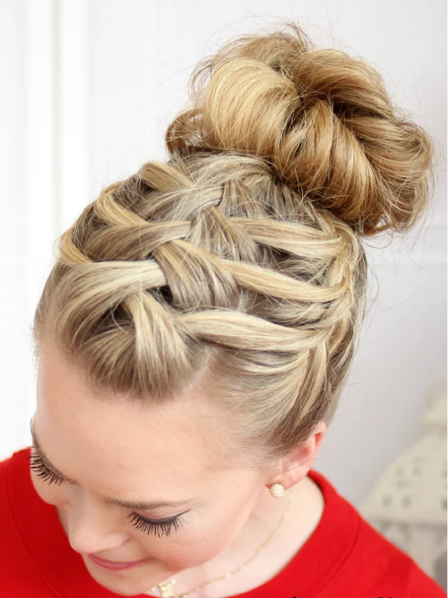 Triple French Braid Double Waterfall Bun