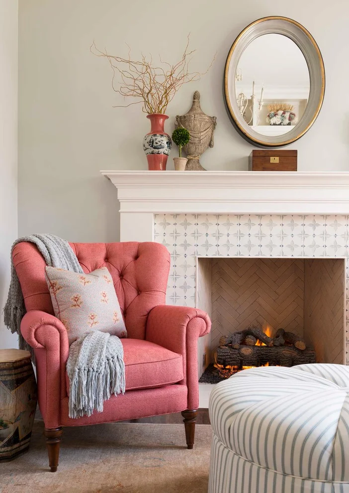 Living Room Simple Decoration Chair near Fireplace