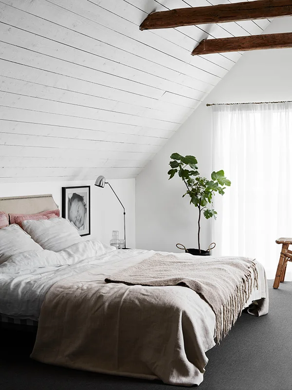 Open Space Decorated Farmhouse Bedroom