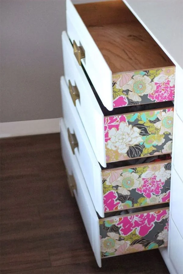 Wallpaper the sides of your drawers