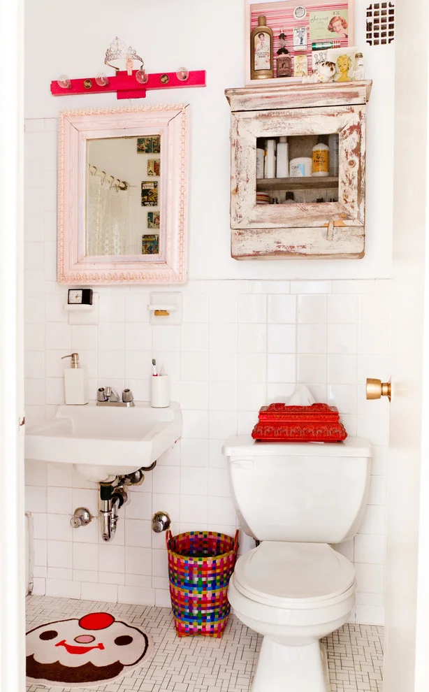 eclectic powder vintage bathroom