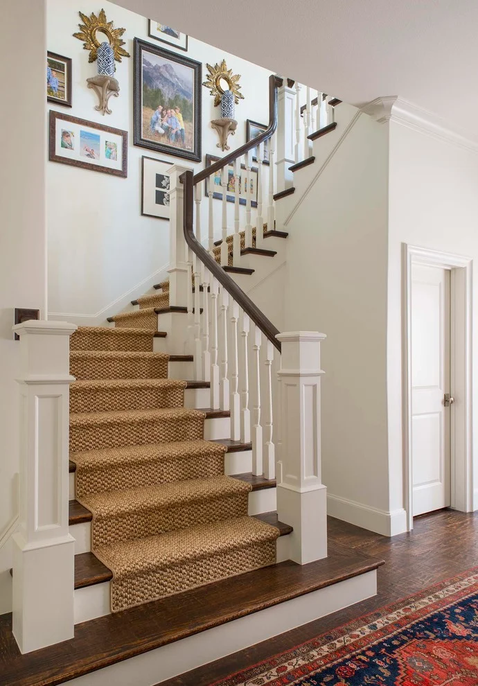 staircase with carpet and wood