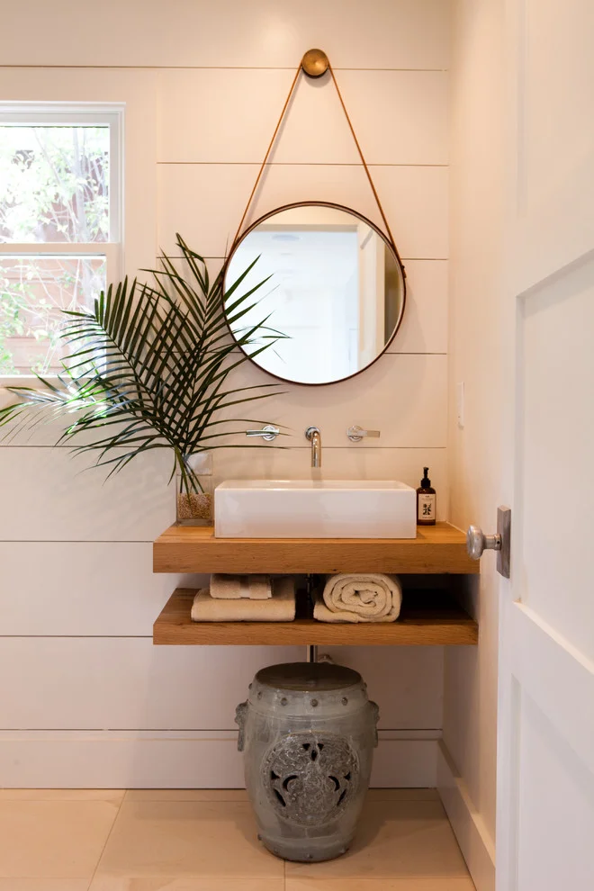 transitional bathroom Framed Mirror