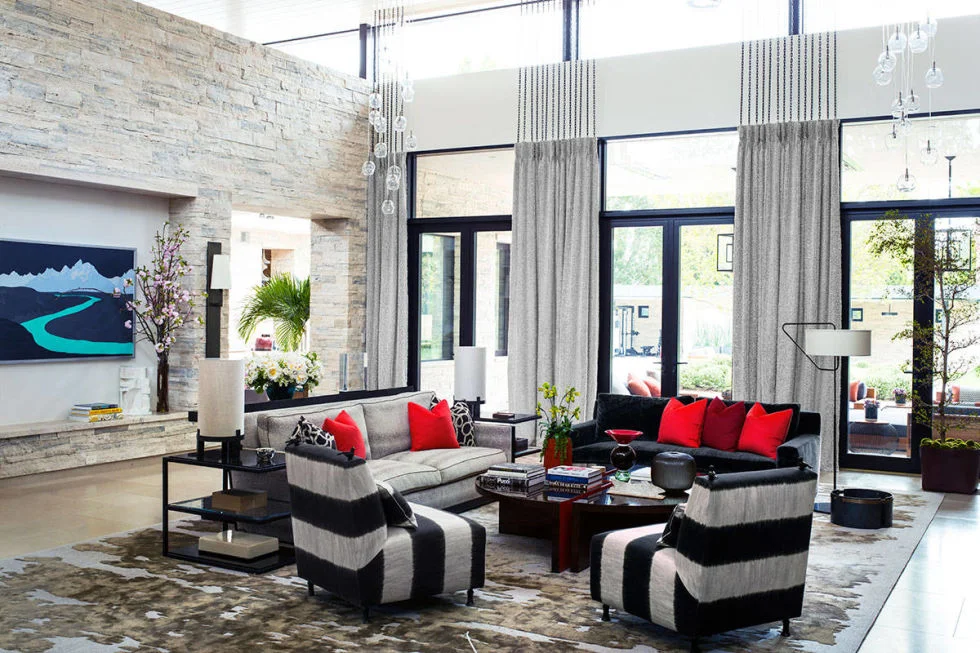 black and white combination livin room