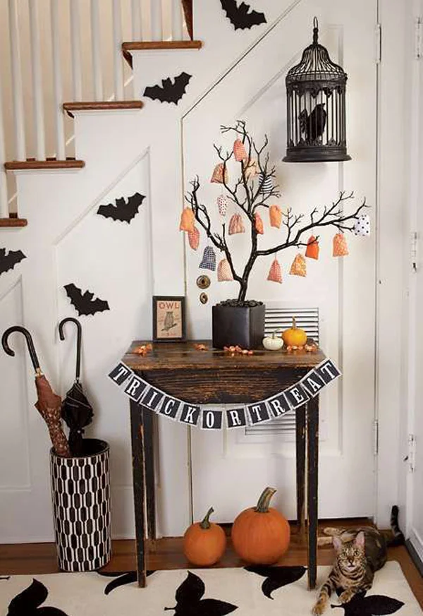 halloween decorations near stair