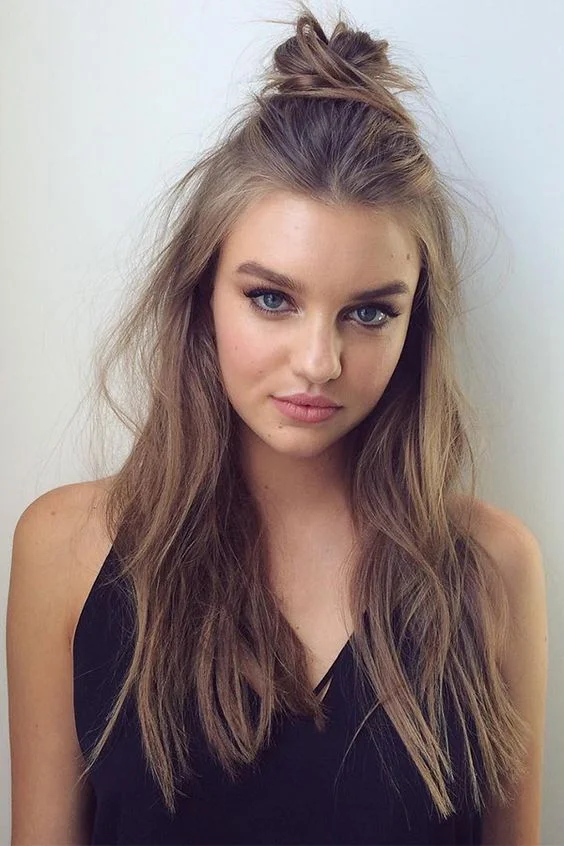 Half up Half Down Messy Bun