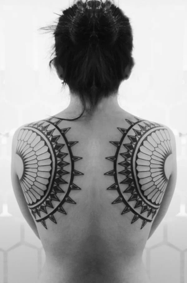 Halved Mandala Tattoo Back Shoulder