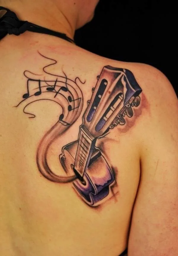 Shoulder Guitar Tattoo