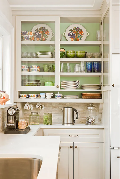 glass cabinets coffee zone traditional kitchen
