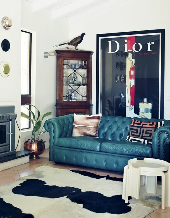 teal Chesterfield sofa
