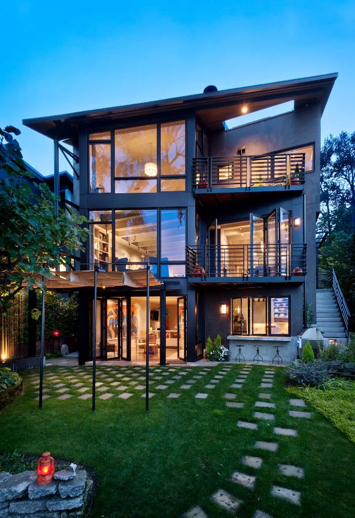 Landscaped Gardens With Black Exterior