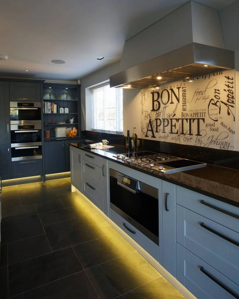 Led Light Strips With Black Granite Countertop