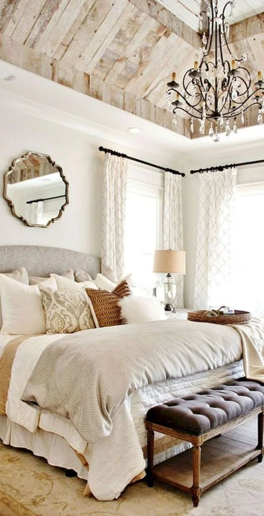 Rustic Farmhouse Greek Ceiling Bedroom