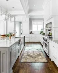 White Kitchen Decor With Wood Floor