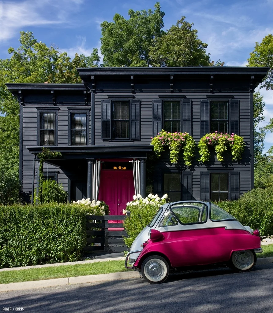 All Black With Bold Pink Door