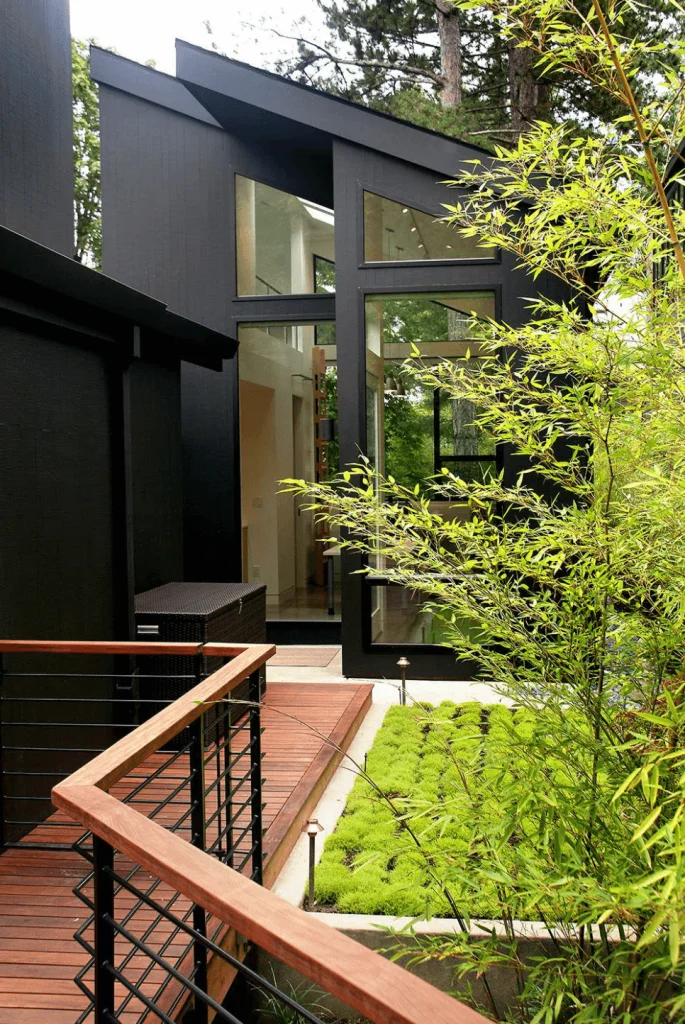 Black Exterior with Angled Roof
