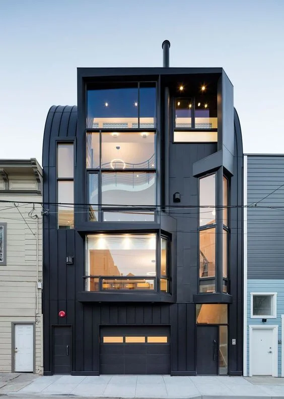 Contemporary Black Exterior with Glass Window