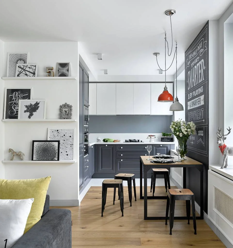 Dark Gray With Natural Light Kitchen