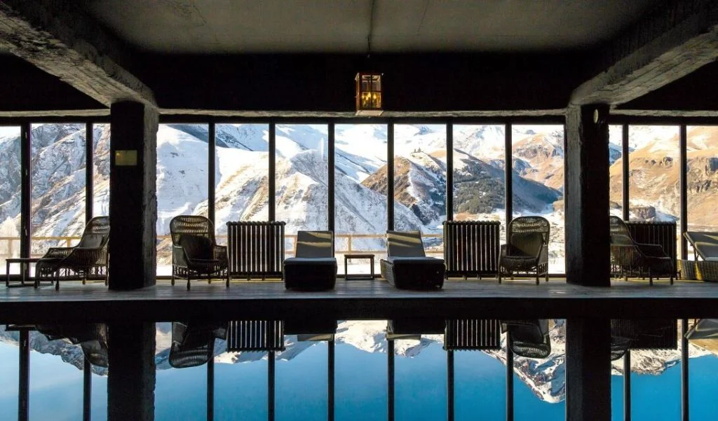 Indoor Pool With Mountain View