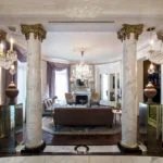 Transitional Family Living Room Decorative Marble Pillar