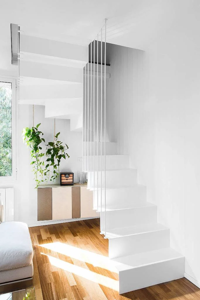 Wooden Floor Small Space Under Stair Plant Decor