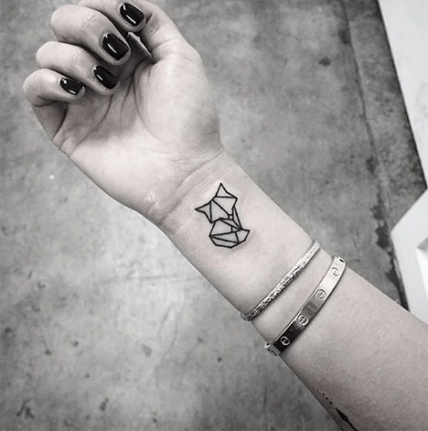Cute Simple Small Fox Wrist Tattoo