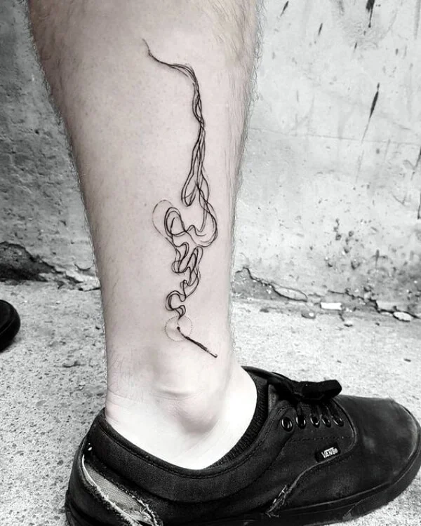 Match Smoke Calves Leg Tattoo