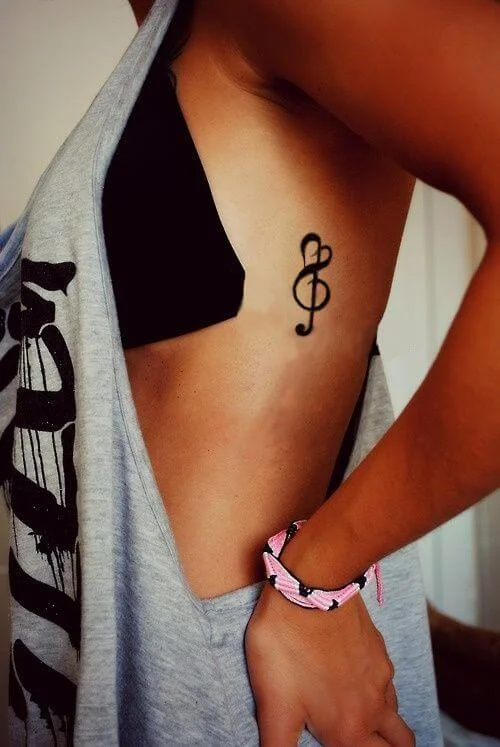 Musical Note Tattoo Designs Side Upper Rib