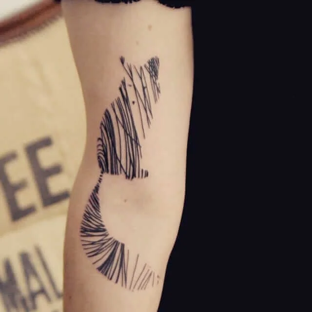 Semi Abstract Line Sketch Style Animal Tattoo
