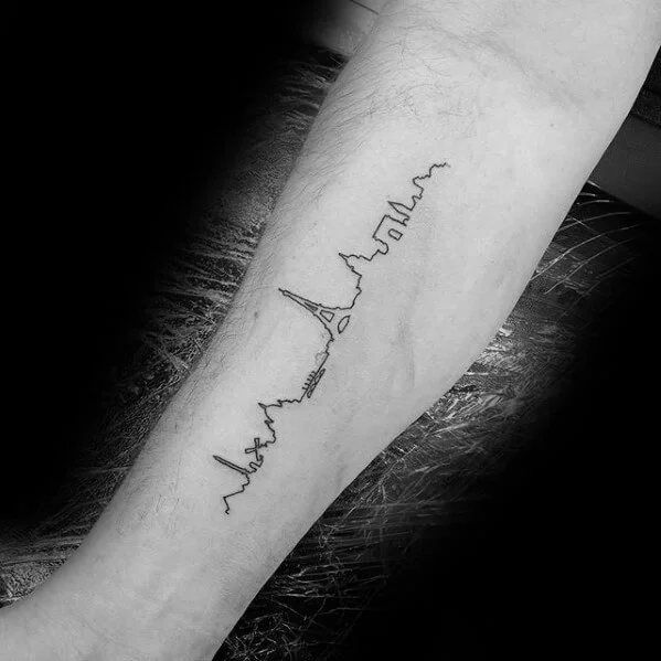 Skyline Paris Line Tattoo