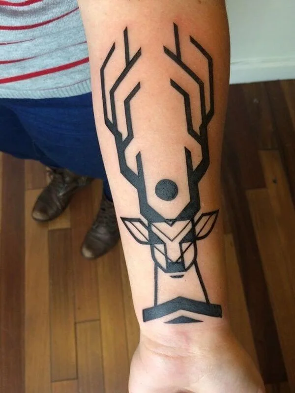 Stylized Buck Head Tattoo