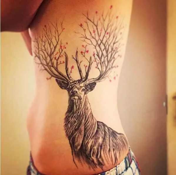 Tree-Themed Deer Tattoo