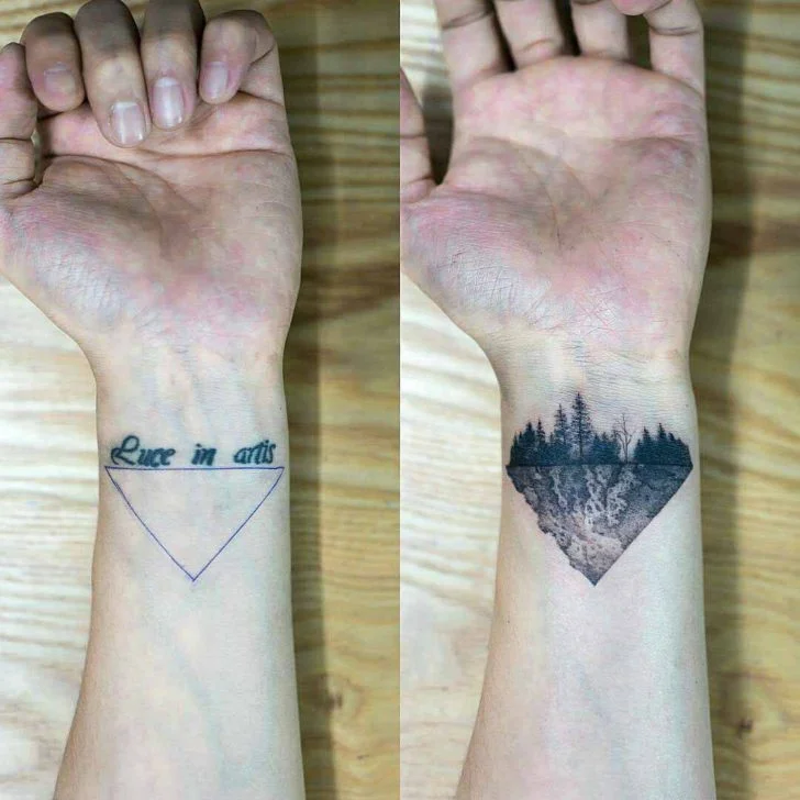 Triangle Cover Up Tattoo on Wrist