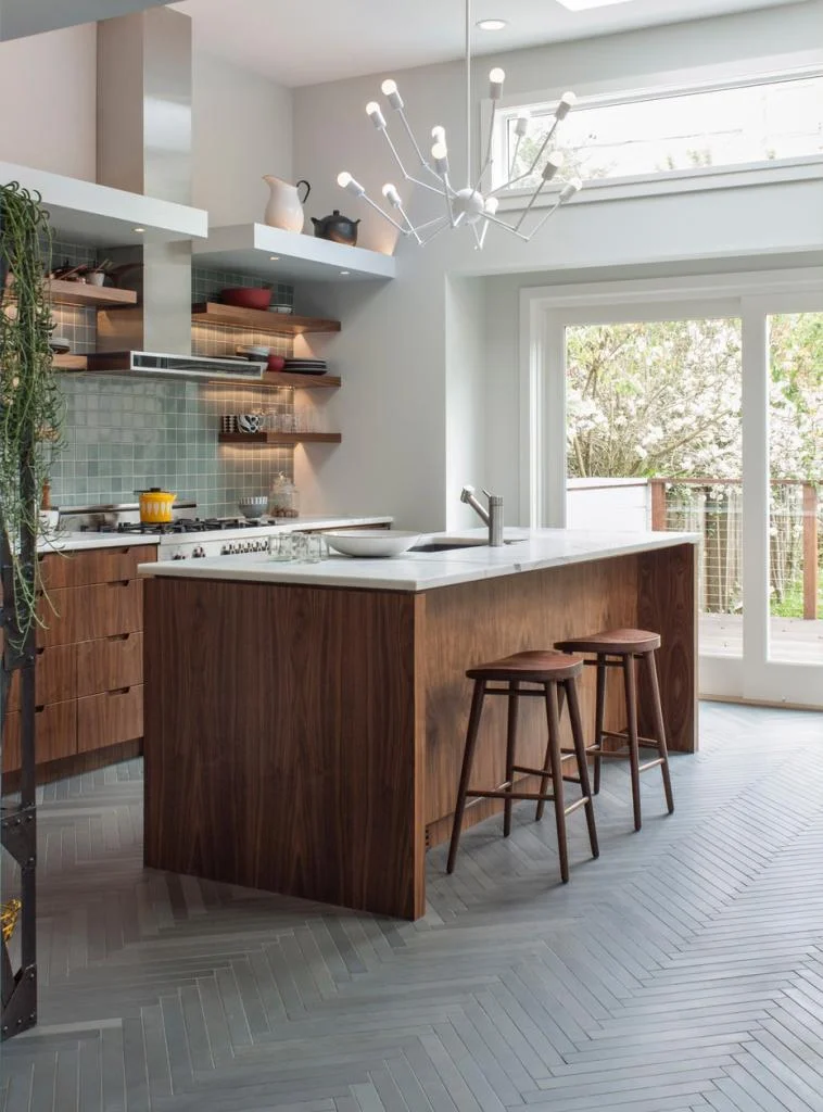 Herringbone Pattern Tile in Kitchen