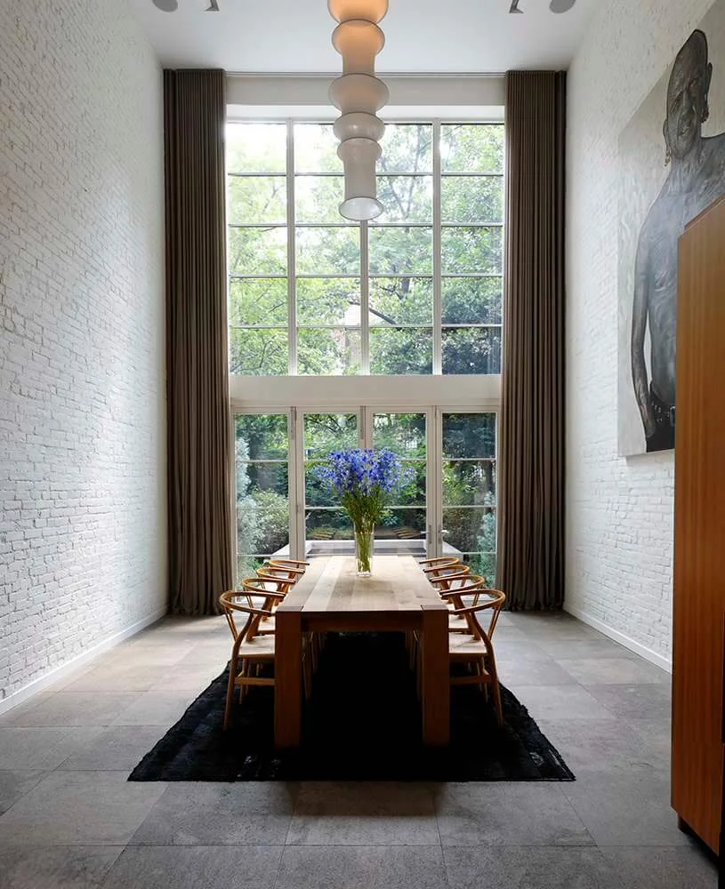 Hanging Curtains Contemporary Dining Room