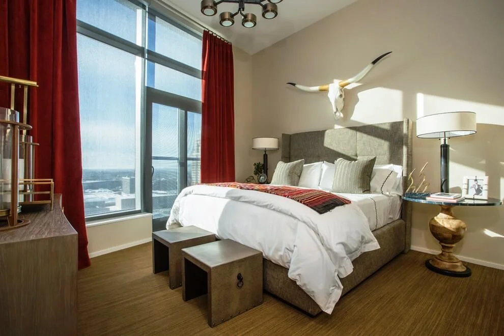 Modern Red Curtains Modern Bedroom