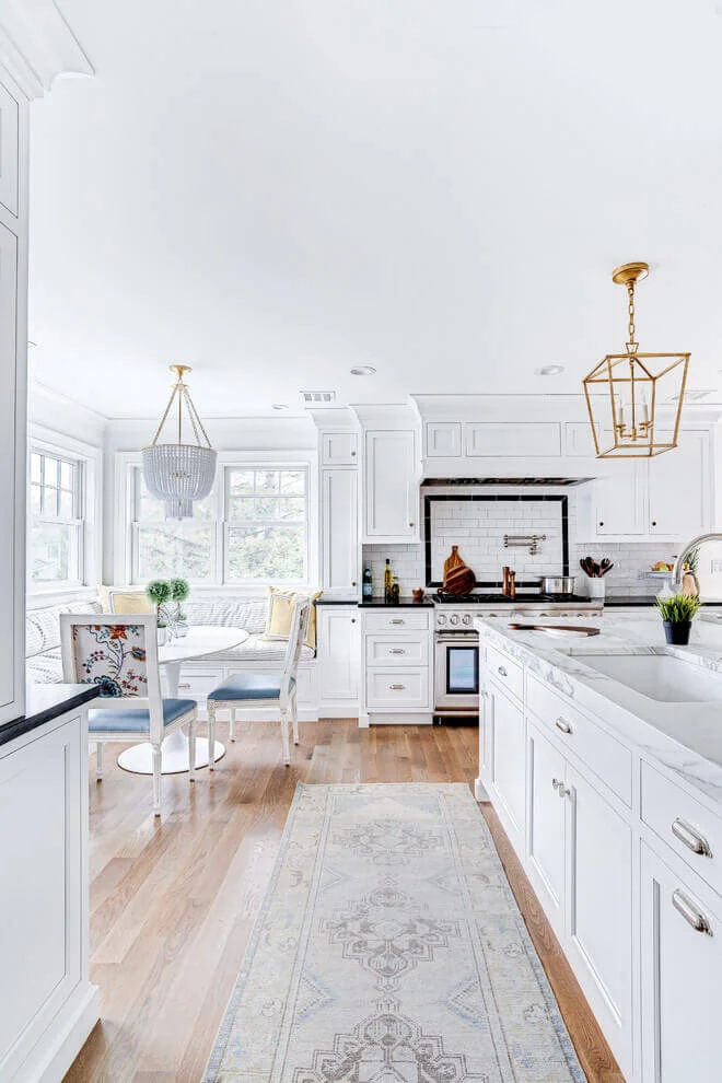 White Kitchen Cabinets with Marble Countertop