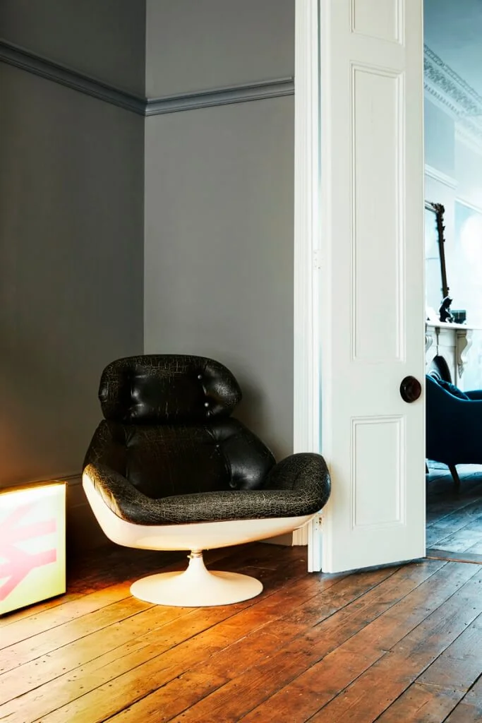 Reception room dark comfy chair