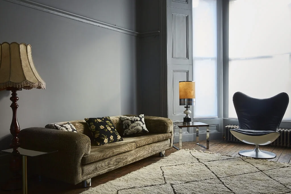 Reception room dark simple furnishing